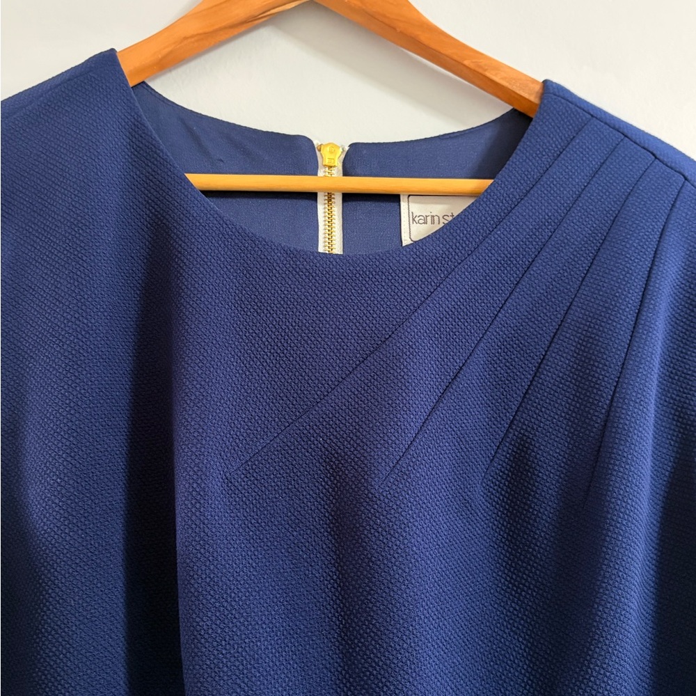 Karin Stevens Navy Blue Midi Dress with Belt - Picture 3 of 8